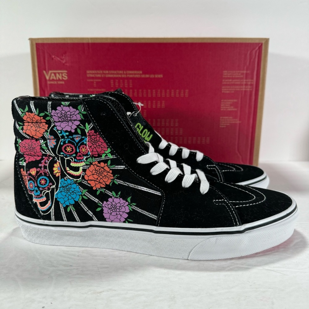 Vans Sk8-Hi Dia De Los Muertos Day Of The Dead Black Sneakers Men Size 10 - Picture 4 of 12